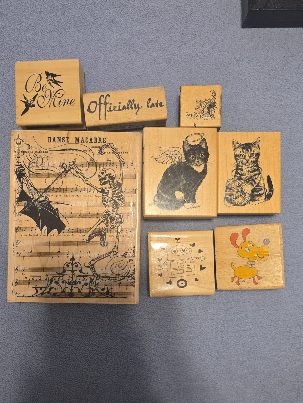 8 Wooden Decorative Stamp Set - Natural Wood Finish